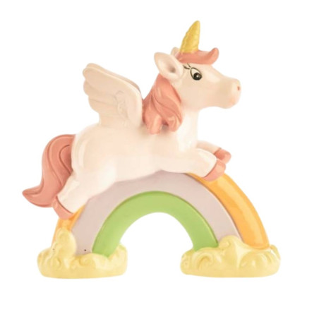 UNICORNO SU ARCOBALENO ROSA CM.9