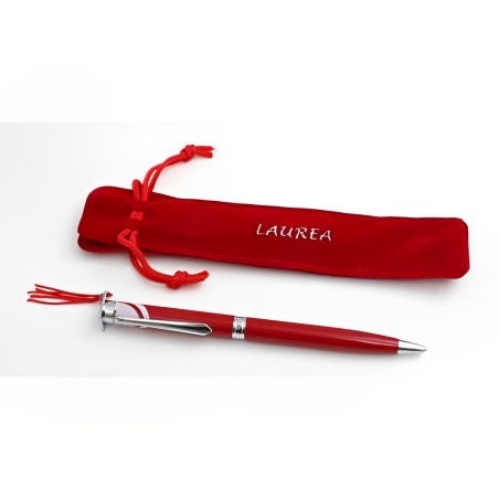 PENNA LAUREA CON ASTUCCIO  ALCANTARA ROSSO