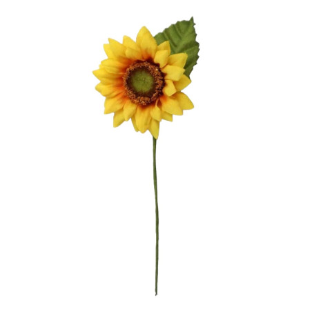 GIRASOLE GIALLO CON FOGLIA 5CM