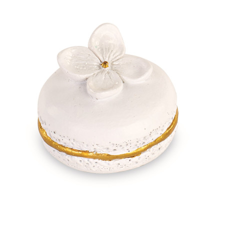 MAGNETE MACARON BIANCO FIORI GLITTER