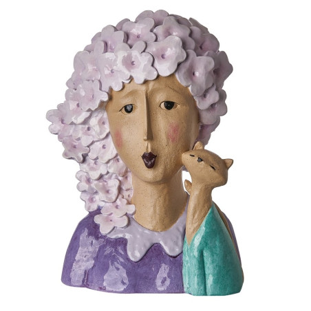 BUSTO DAMA RESINA CON GATTO