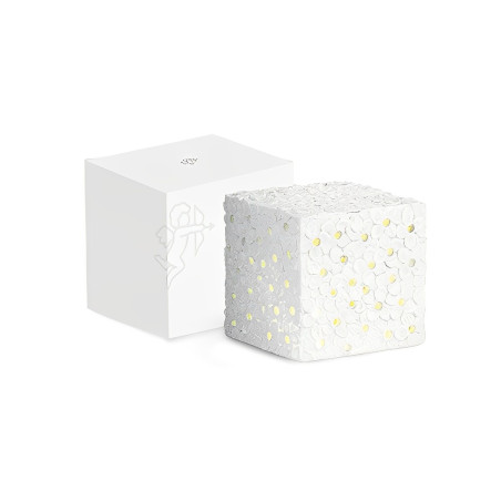 CUBO BIANCO FIORI CON LED E SCATOLA