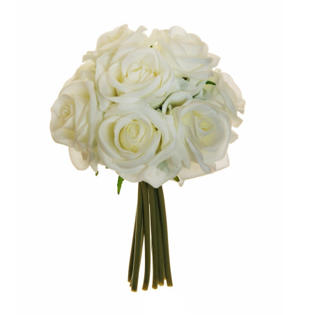 BUSH ROSE BRIDAL X9 WHITE 25CM