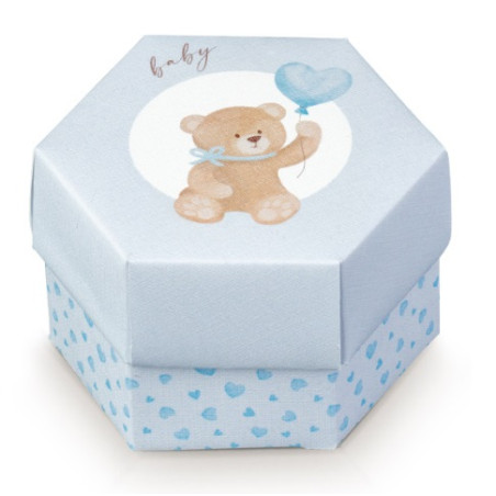 SCATOLINA ESAGONO LITTLE BEAR AZZURRO