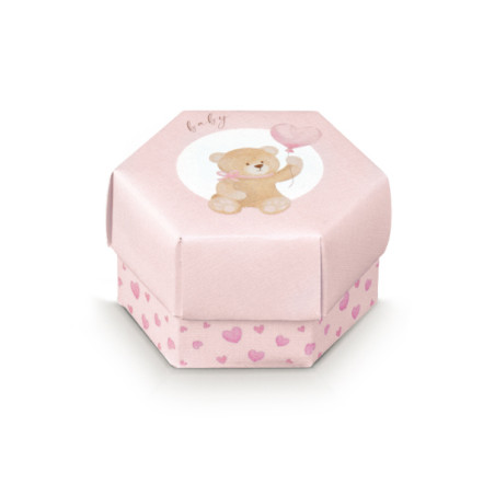 SCATOLINA ESAGONO 60X40 LITTLE BEAR ROSA