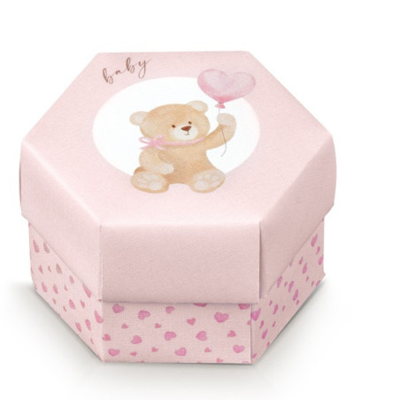 SCATOLINA  ESAGONO 80X55 MM LITTLE BEAR ROSA