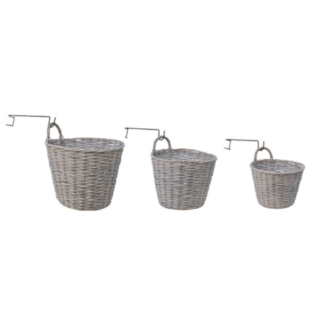 SET 3 CESTI VIMINI DA APPENDERE  GREY