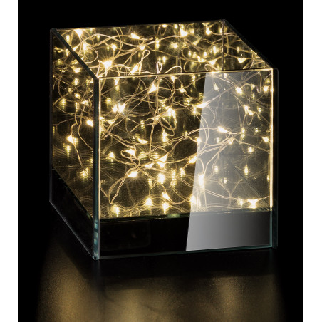 CUBO VETRO CON  LUCI CM12X12XH12