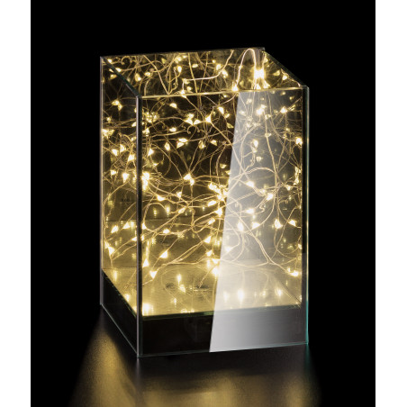 CUBO VETRO CON  LUCI CM12X12XH18