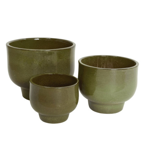 SET 3 VASI TERRACOTTA GREEN H38