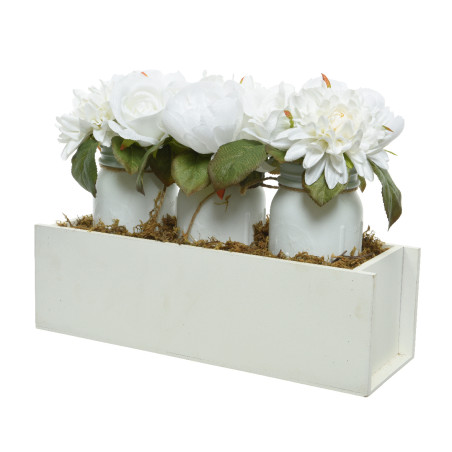 FIORI IN VASO LEGNO WHITE