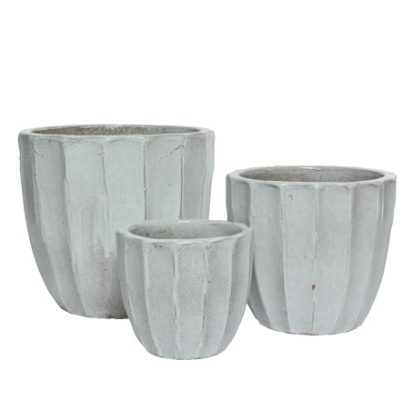 SET 3 VASI TERRACOTTA MAYA H34 WHITE