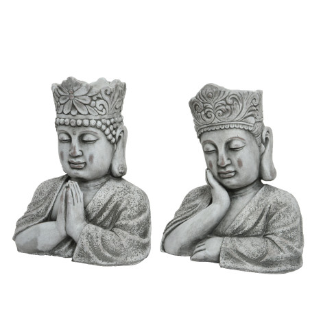 STATUA BUDDHA 2ASSORTITI GREY H53.5 CM