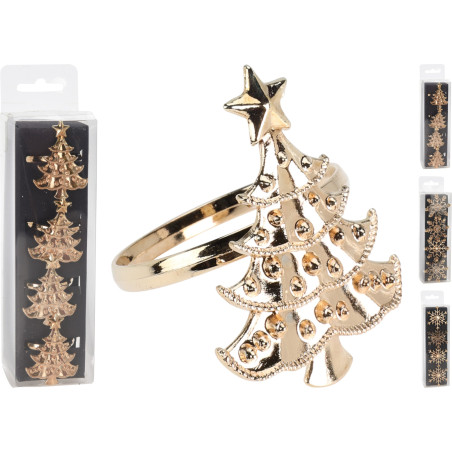 SET 4 PORTATOVAGLIOLI ALBERO NATALE 3 ASSORTITI