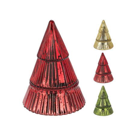 CANDELA VETRO ALBERO 17 CM 3 ASSORTITI