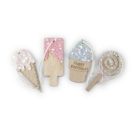 CONO GELATO LEGNO DA APP 4COLORI 7X4CM