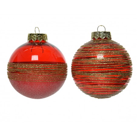 SFERA C/GLITTER 2ASS 8 CM RED