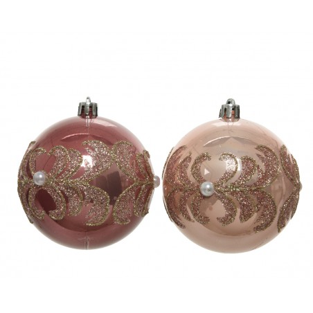 SFERA VELVET PINK  CON FIORI-PERLE