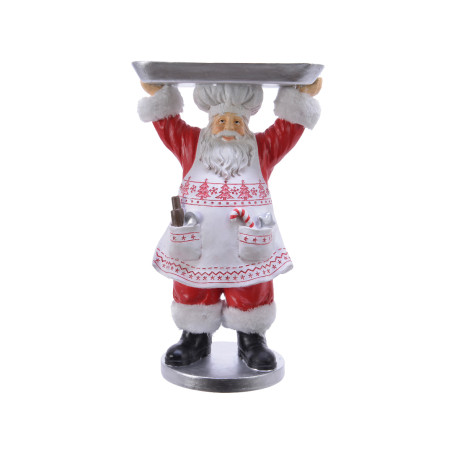 BABBO NATALE CON VASSOIO ROSSO 50CM