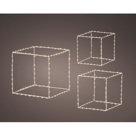 SET 3 CUBI CON LED BIANCO CALDO