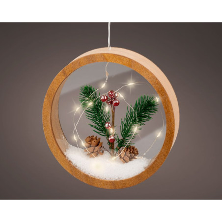 SFERA LEGNO CON LED H18 BROWN D"APPENDERE