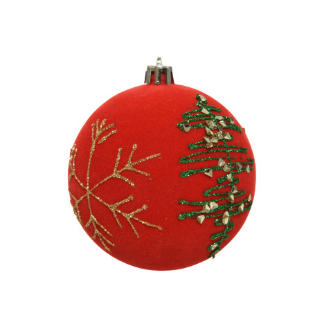 SFERA RED CON DECORI ALBERO-STELLA