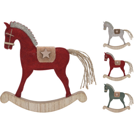 CAVALLO DONDOLO FELTRO 22CM 3ASSORTITI