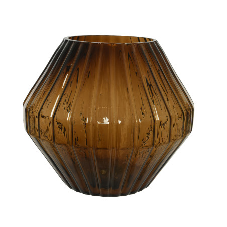 VASO VETRO DIAMOND BROWN H20 D23