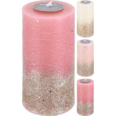 CANDELA GLITTER 7X13CM 3 ASSORTITE