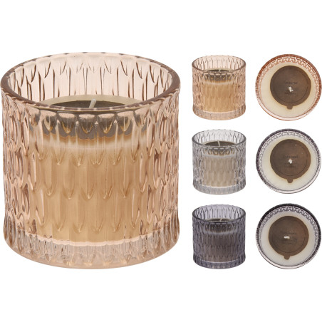 VASO VETRO CON CANDELA 8CM 3 ASSORTITE