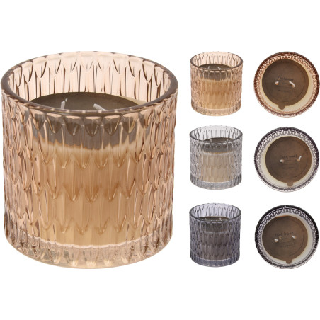 VASO VETRO CON CANDELA 10CM 3 ASSORTITE