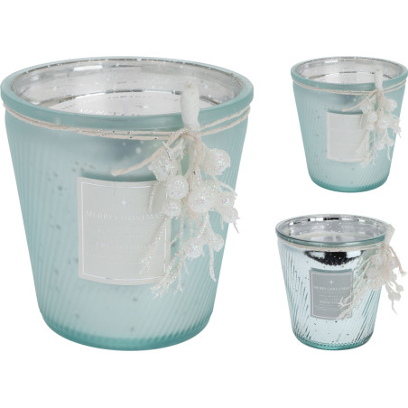 VASO VETRO CON CANDELA 11CM 2 ASSORTITI