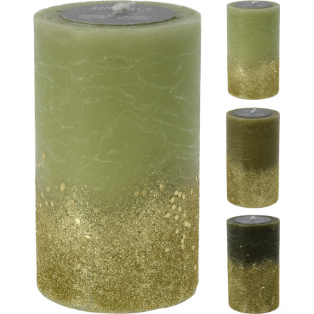 CANDELA GLITTER VERDE 9X15CM 3 ASSORTITE