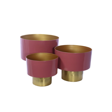 SET 3 CACHEPOT ROSA ORO METALLO