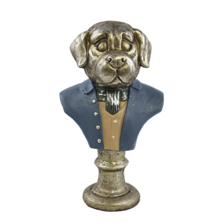 BUSTO CANE BLU ARGENTO H38 CM MAGNESIA