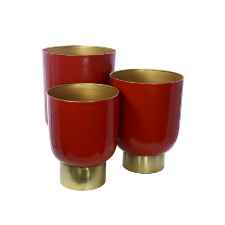 SET 3 CACHEPOT ROSSI ORO METALLO