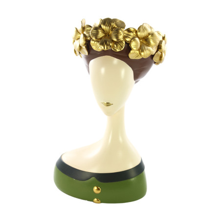 BUSTO FIORI ORO PORTA VASO 17X14X30