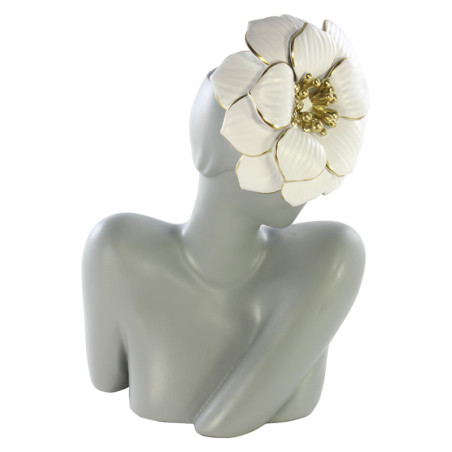 BUSTO FIORE BIANCO PORTA  VASO 35X24X50