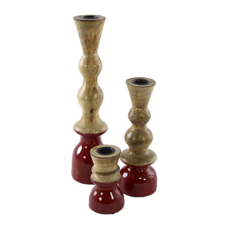 SET 3 CANDELIERI ROSSI LEGNO