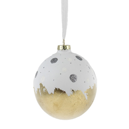 SFERA BIANCA ORO DOTS D12CM VETRO