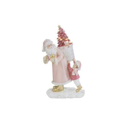 BABBO NATALE RESINA CON LED ROSA 17X13X27