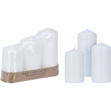 SET 3 CANDELE BIANCHE 10-11-13CM