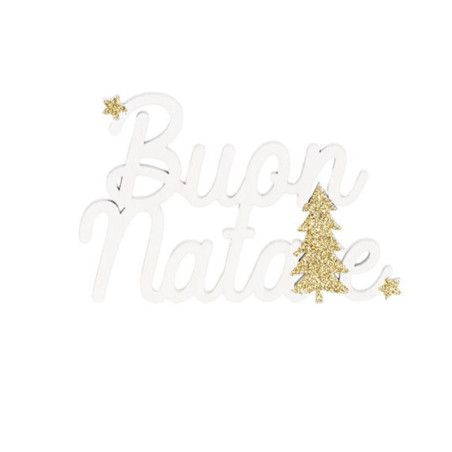 DECORAZIONE  BIANCO BUON NATALE 9X6XM