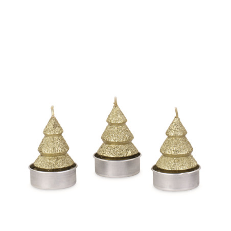 SET 6 CANDELE T-LIGHT ALBERO ORO