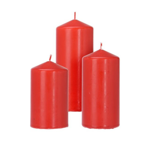 SET 3 CANDELE ROSSE 10-11-13CM