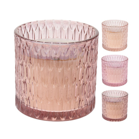 VASO VETRO CON CANDELA 10CM 3 ASSORTITE