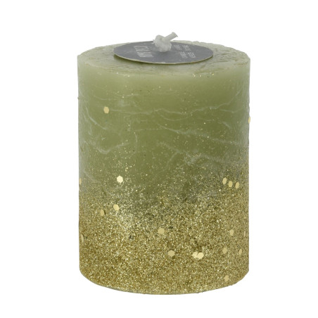 CANDELA GLITTER VERDE 7X9CM 3 ASSORTITE