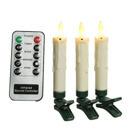 SET 3 CANDELE CON LED CON TELECOMNADO 10.5CM B.CALDO