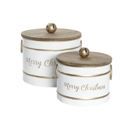 SET 2 SCATOLE XMAS BIANCO-ORO D25 H24