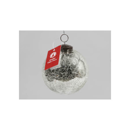 SFERA IN VETRO CON CREPE 120MM SILVER